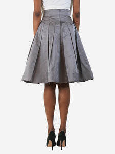 Chanel Grey silk pleated skirt - size UK 8
