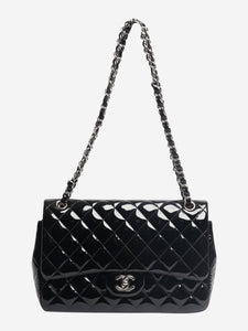 Chanel Black 2013 jumbo patent leather Classic Double Flap bag