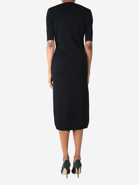 Black button-front rib-knit midi dress - size XS alternate image