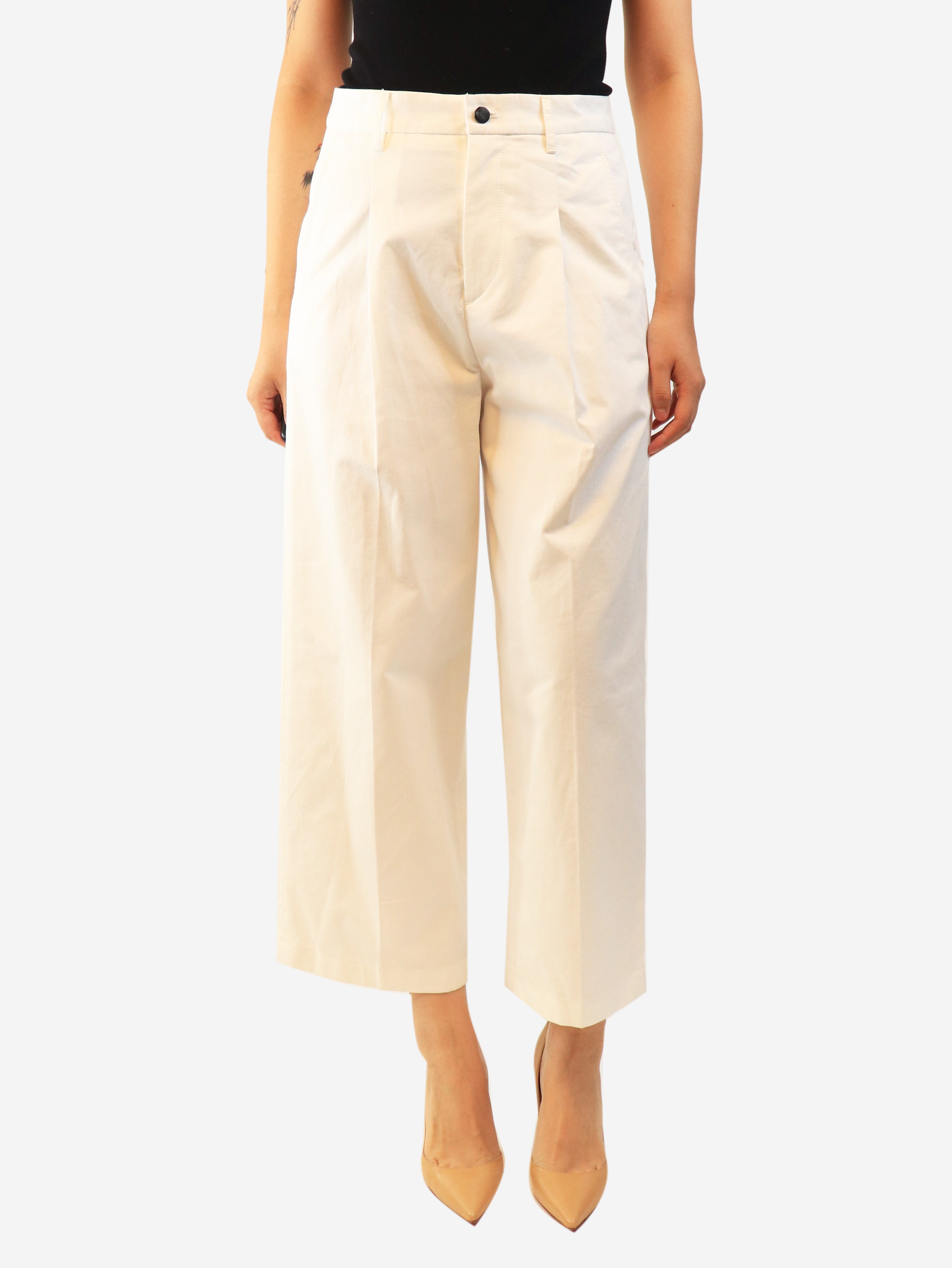 White pleated trousers - size UK 8