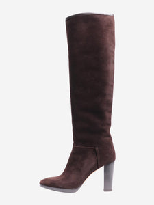 Loro Piana Dark brown suede knee-high boots - size EU 39.5