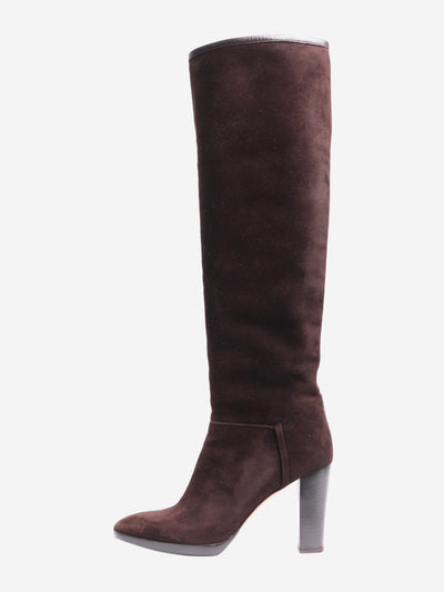 Dark brown suede knee-high boots - size EU 39.5 Boots Loro Piana 