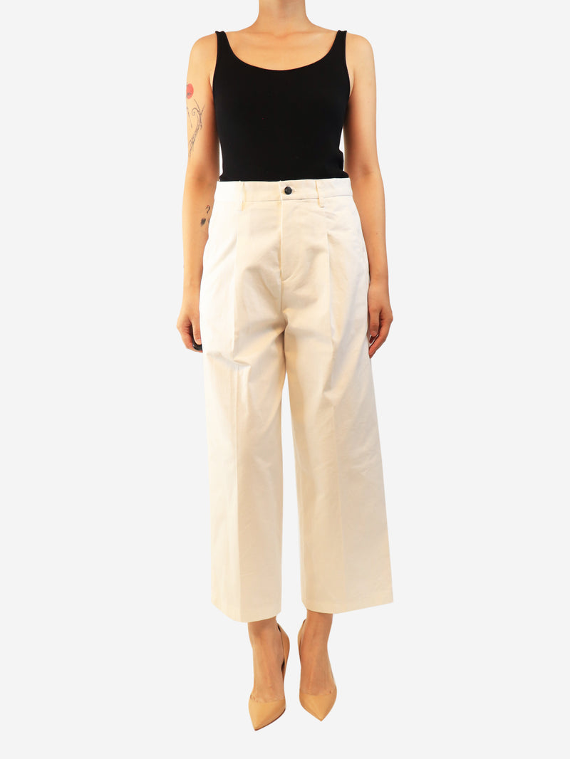 White pleated trousers - size UK 8
