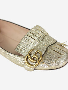 Gucci Gold GG Marmont fringed ballet flats - size EU 37
