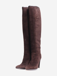 Loro Piana Dark brown suede knee-high boots - size EU 39.5