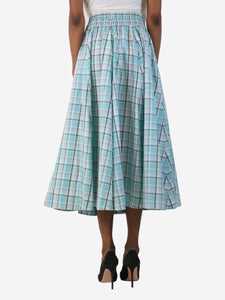 Prada Turquoise check cotton midi skirt - size XS
