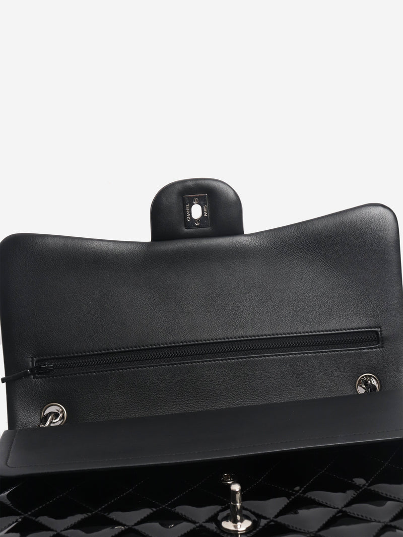 Black 2013 jumbo patent leather Classic Double Flap bag Shoulder bags Chanel 