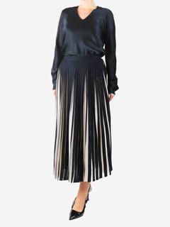 Black and neutral two-tone pleated midi skirt - size L Skirts Valentino 