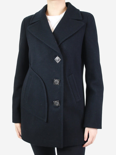 Black jewel detail button wool coat - size FR 40 Coats & Jackets Chanel 