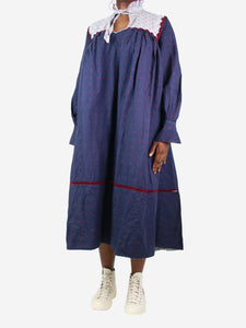 Wiggy Kit Blue fil coupé long sleeve midi dress - size M