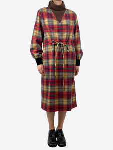 Gucci Multicolour checkered flannel midi dress - size UK 6