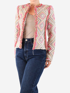 Iro Iro Beige Kolie patterened-jacquard jacket - size UK 8