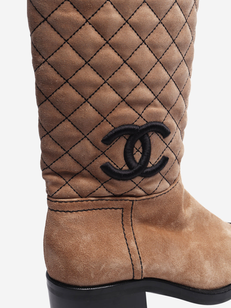 Sandy brown suede ankle boots - size EU 38.5