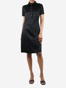 Gucci Black short-sleeved satin midi dress - size UK 12