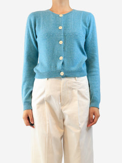 Blue cashmere cardigan - size UK 12 Knitwear Brora 