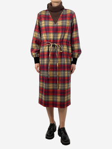 Gucci Multicolour checkered flannel midi dress - size UK 6