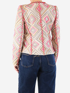 Iro Iro Beige Kolie patterened-jacquard jacket - size UK 8