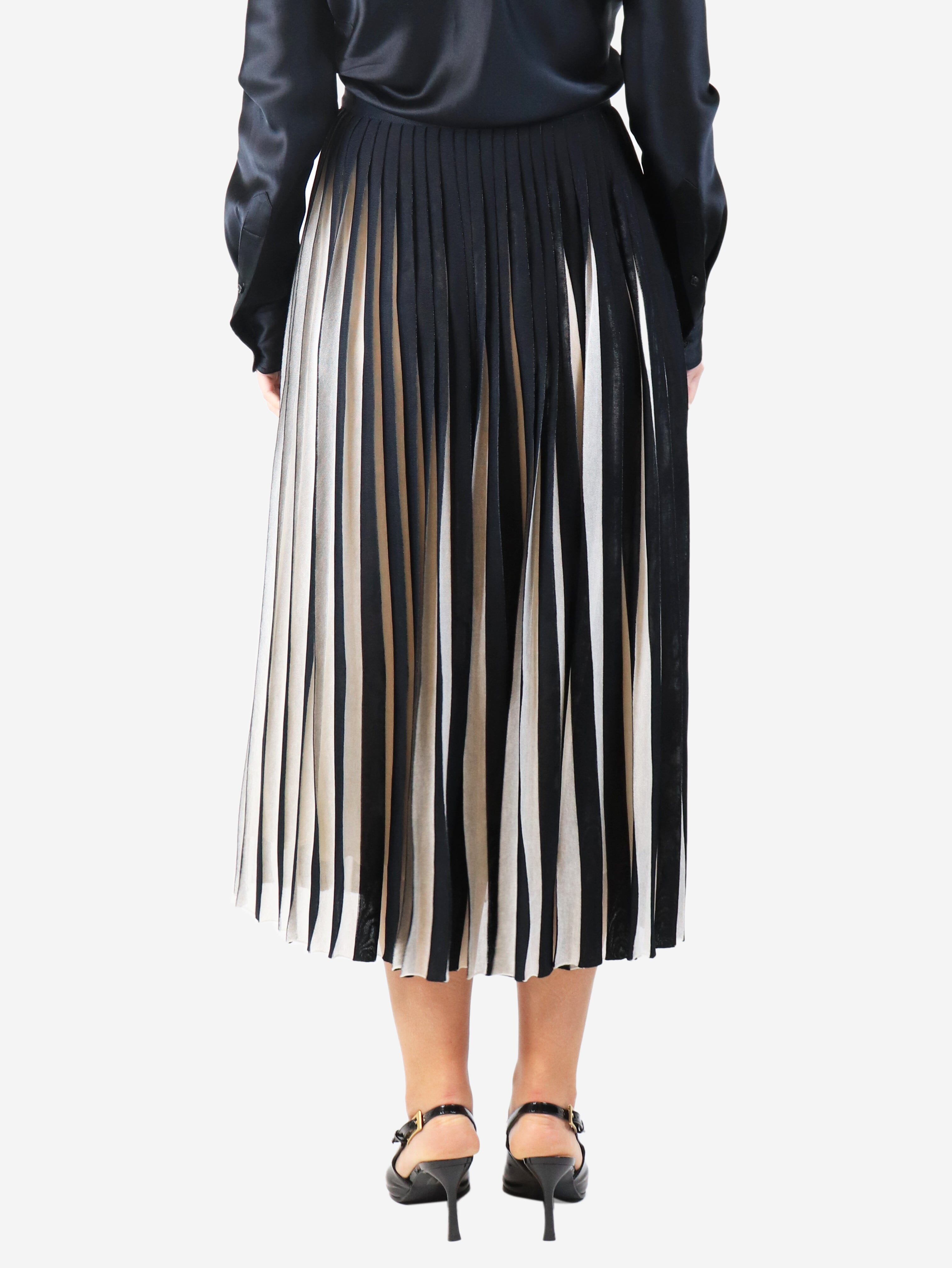 Black and neutral two-tone pleated midi skirt - size L Skirts Valentino 