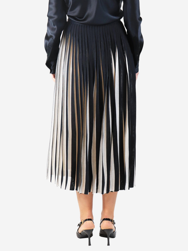 Black and neutral two-tone pleated midi skirt - size L Skirts Valentino 