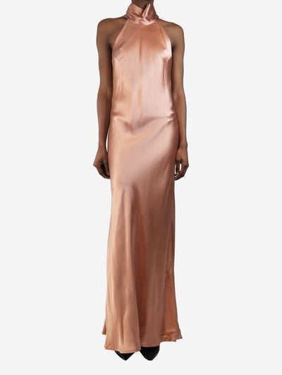 Dusty pink sleeveless silk maxi dress - size UK 8 Dresses Galvan London 