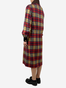 Gucci Multicolour checkered flannel midi dress - size UK 6