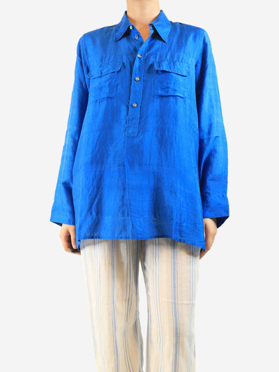 Bright blue silk shirt - size L Tops Dosa 