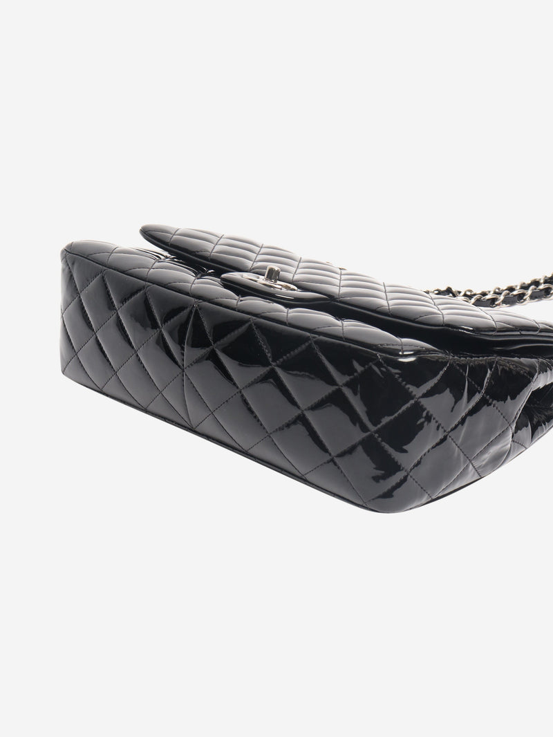 Black 2013 jumbo patent leather Classic Double Flap bag Shoulder bags Chanel 