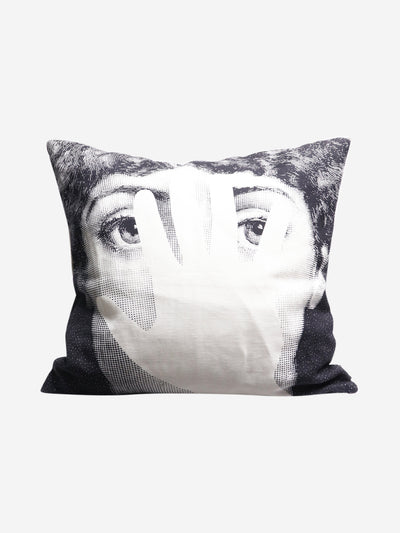 Black and white hand printed pillow cover Homeware Fornasetti 