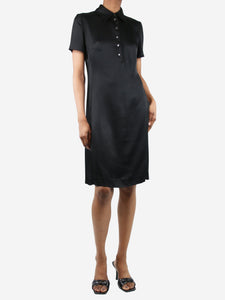 Gucci Black short-sleeved satin midi dress - size UK 12