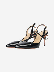 Jennifer Chamandi Black leather Vittorio slingback pumps - size EU 39