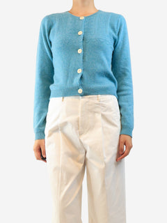 Blue cashmere cardigan - size UK 12 Knitwear Brora 