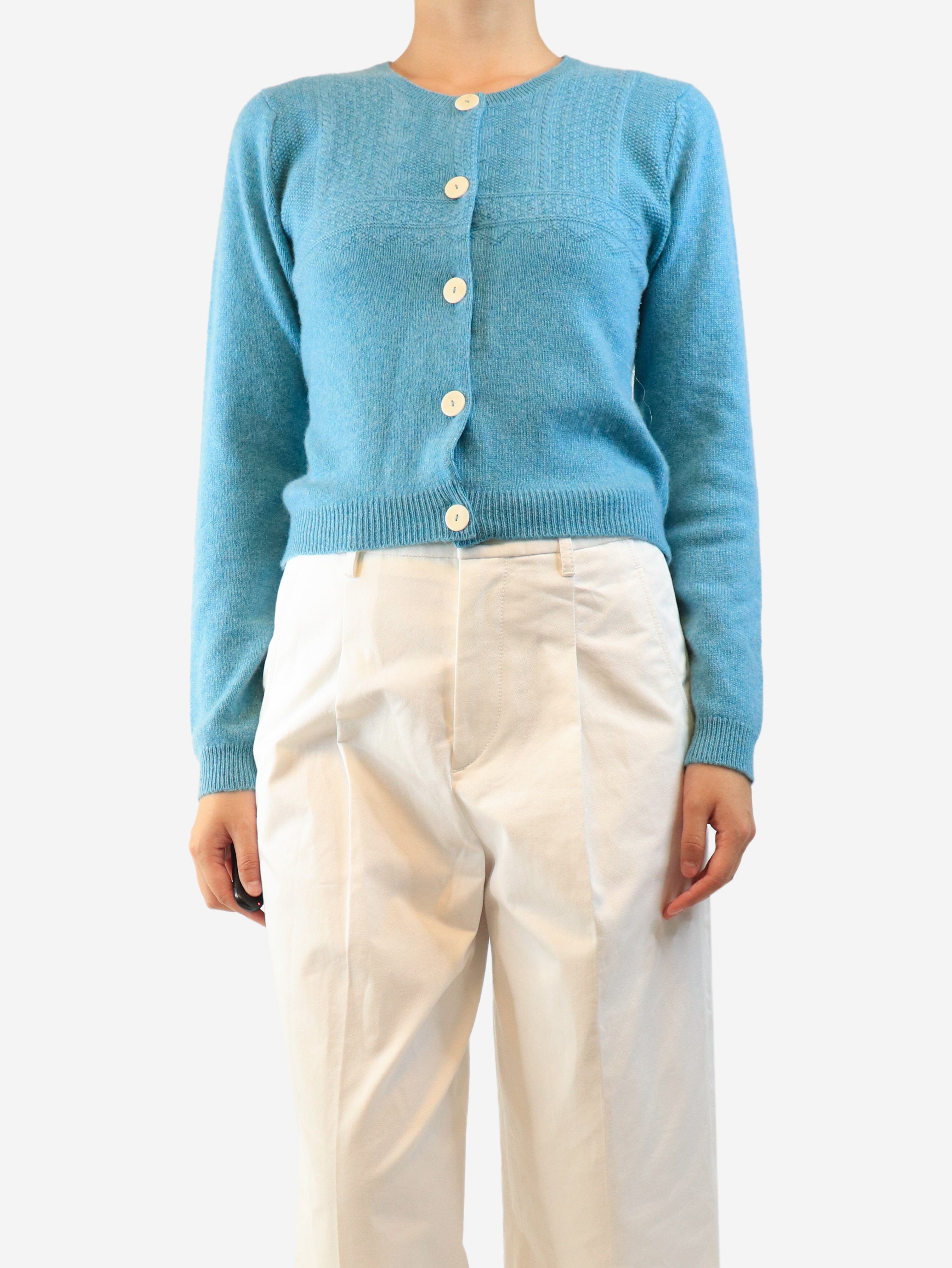 Blue cashmere cardigan - size UK 12 Knitwear Brora 