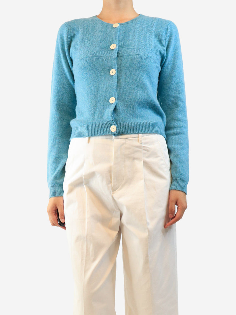 Blue cashmere cardigan - size UK 12 Knitwear Brora 