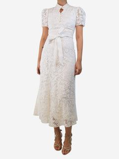White Lauren lace puff-sleeved mini dress - size UK 8 Dresses Erdem 