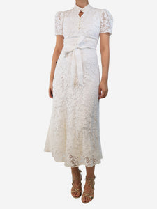 Erdem White Lauren lace puff-sleeved mini dress - size UK 8
