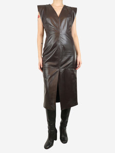 Iro Brown Peneloppe leather maxi dress - size UK 8