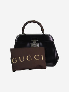 Gucci Black bamboo handle leather top-handle bag