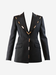 Gabriela Hearst Black metal-trimmed jacket - size UK 4