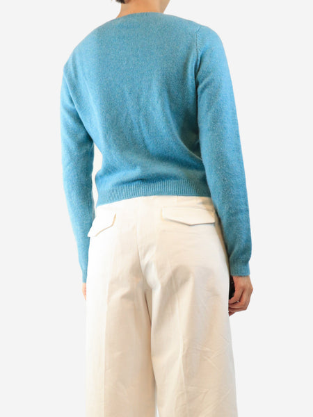 Blue cashmere cardigan - size UK 12 alternate image