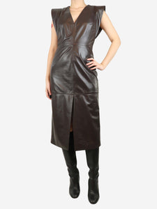 Iro Brown Peneloppe leather maxi dress - size UK 8