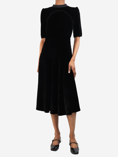 Black velvet midi dress - size UK 6 Dresses Saloni 