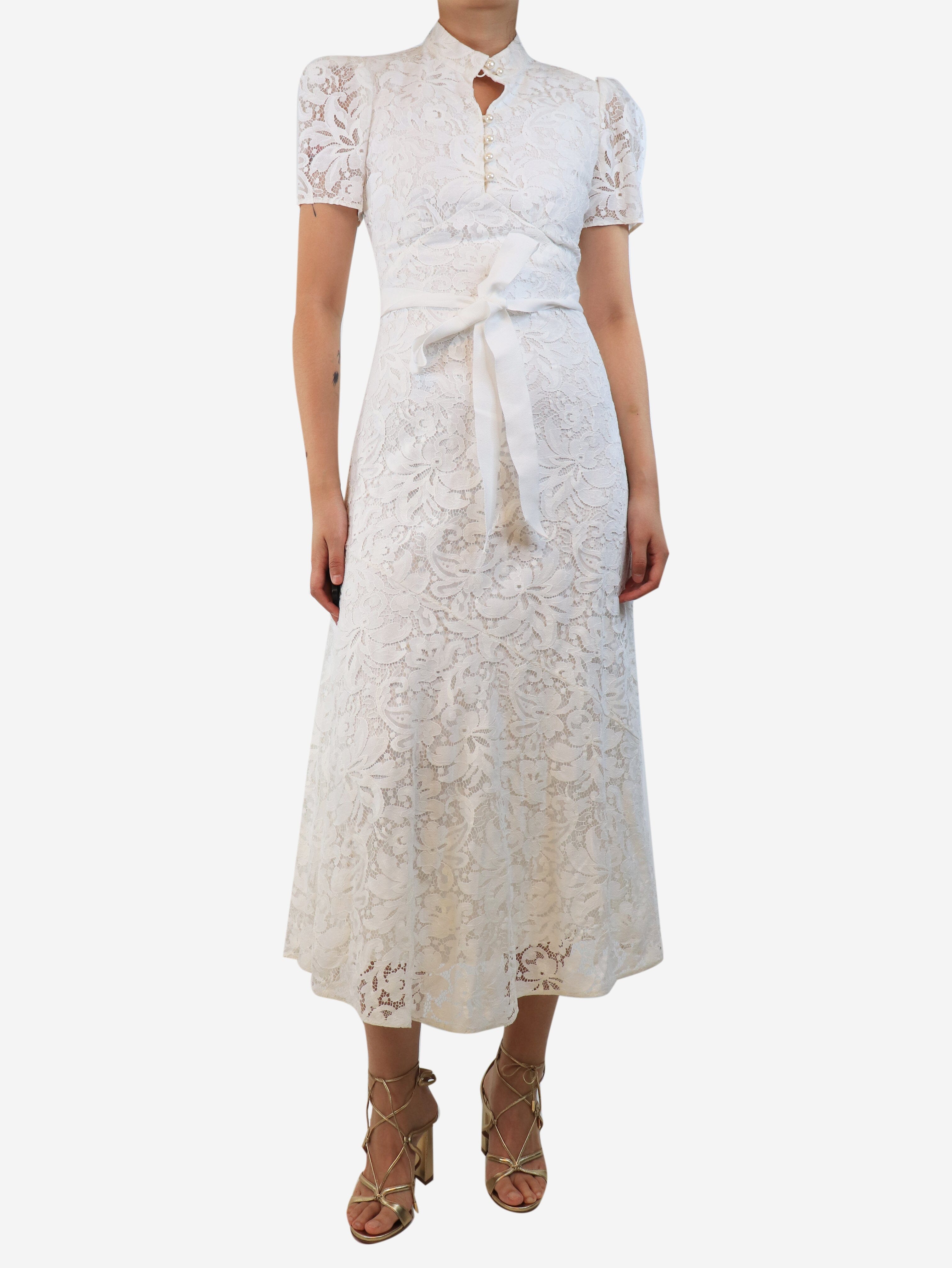 White Lauren lace puff-sleeved mini dress - size UK 8 Dresses Erdem 