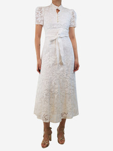 Erdem White Lauren lace puff-sleeved mini dress - size UK 8