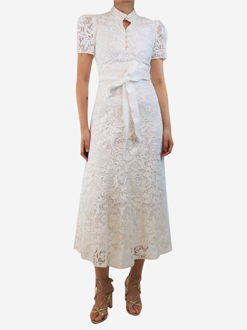 White Lauren lace puff-sleeved mini dress - size UK 8 Dresses Erdem 