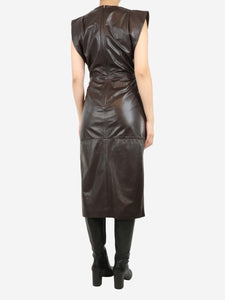 Iro Brown Peneloppe leather maxi dress - size UK 8