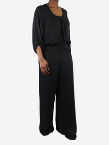 Halston Heritage Black silk puff-sleeved jumpsuit - size US 6