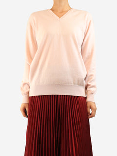 Pink cashmere v-neck jumper - size M