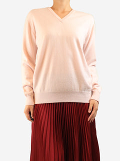 Pink cashmere v-neck jumper - size M