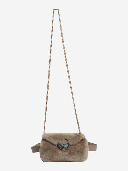 Taupe shearling belt bag alternate image