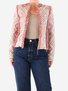 Iro Iro Beige Kolie patterened-jacquard jacket - size UK 8